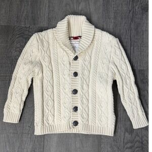 Tommy Bahama Kids 24M Cream Cable Knit Shawl Collar Button Cardigan Sweater